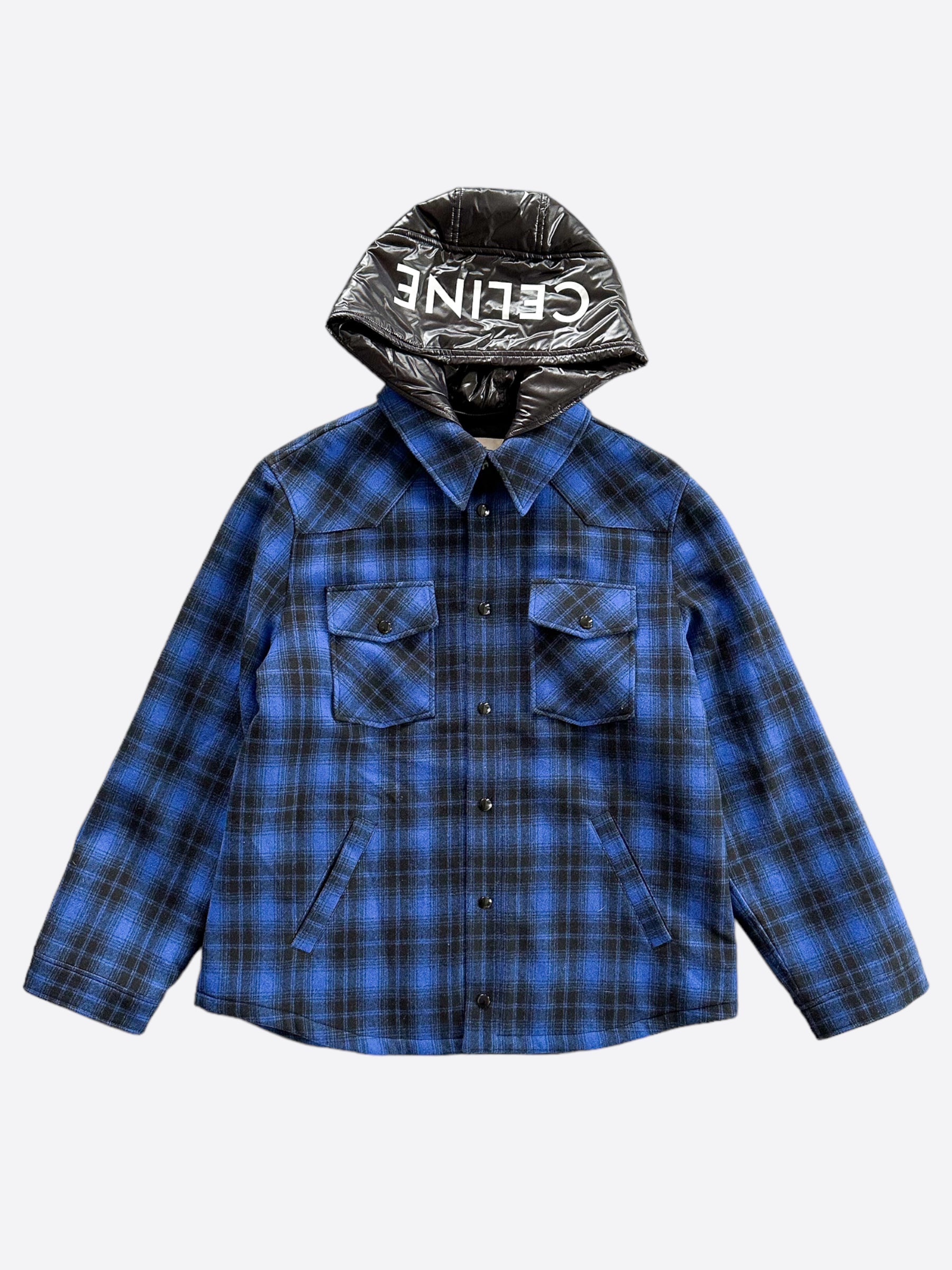 Celine Blue & Black Hood Logo Wool Jacket – Savonches