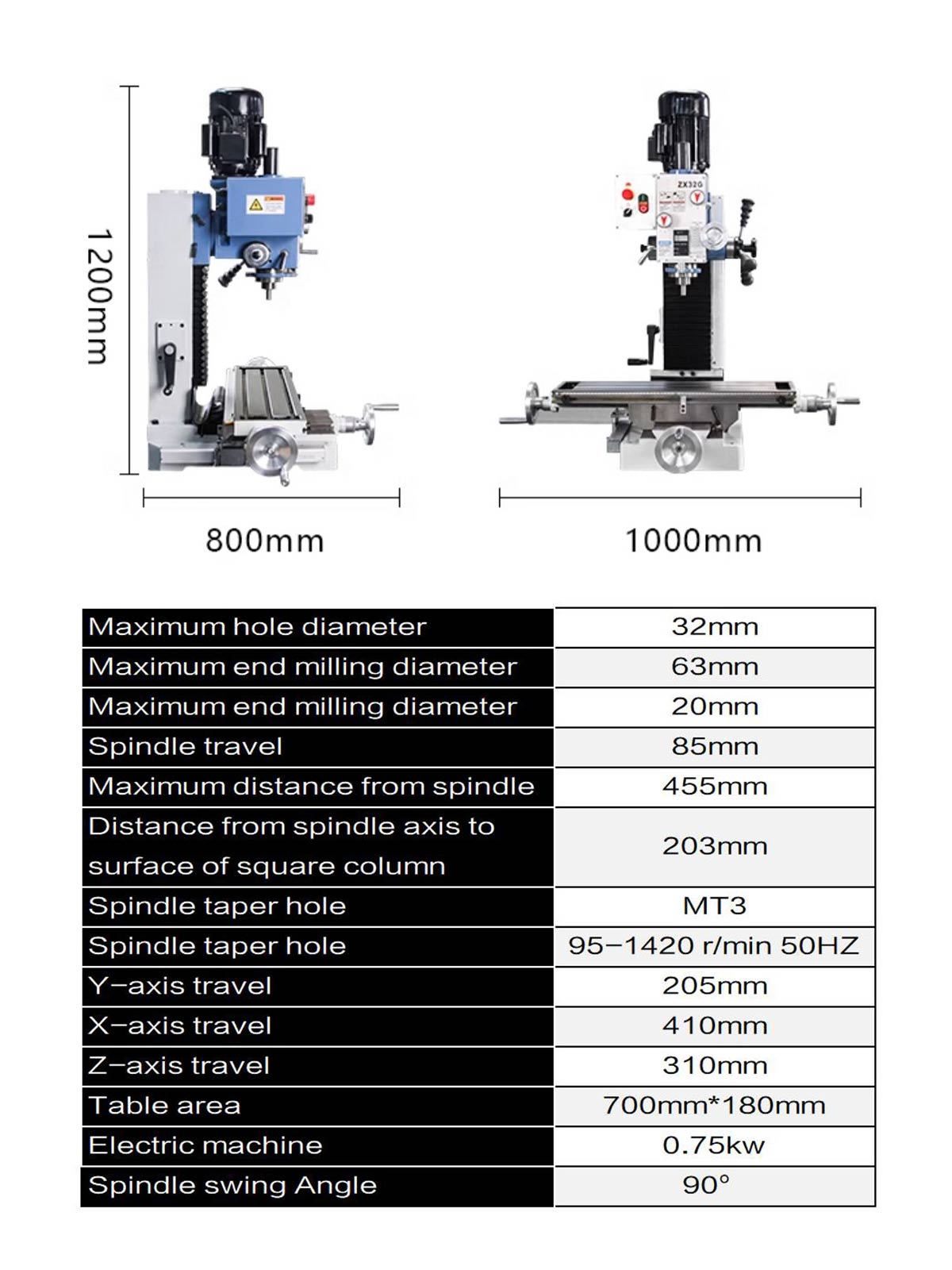ZX32G Vertical Mini Milling and Drilling Machine for Metal