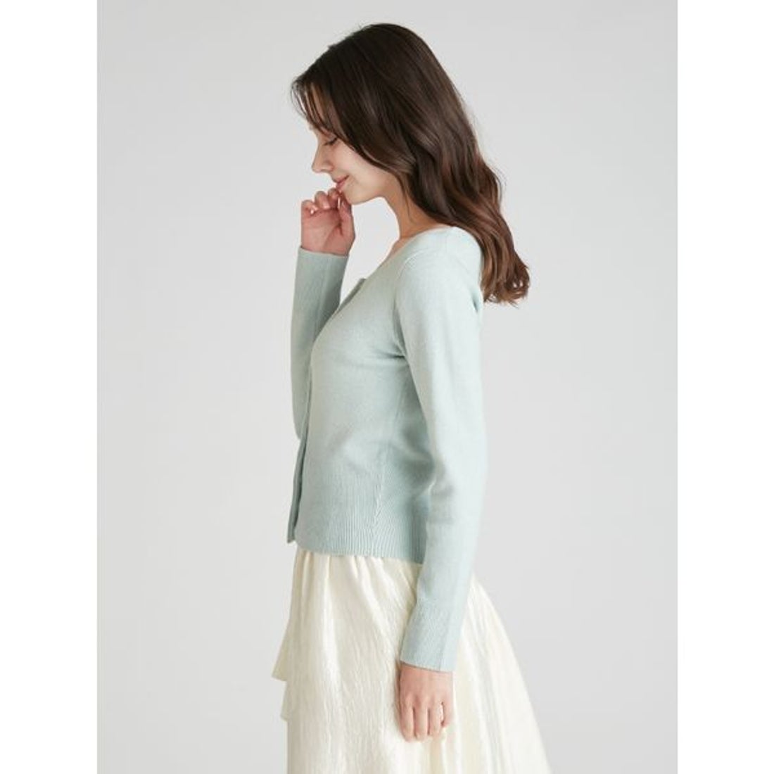 セルフォード CELFORD スクエアネックラメニットカーディガン （MNT