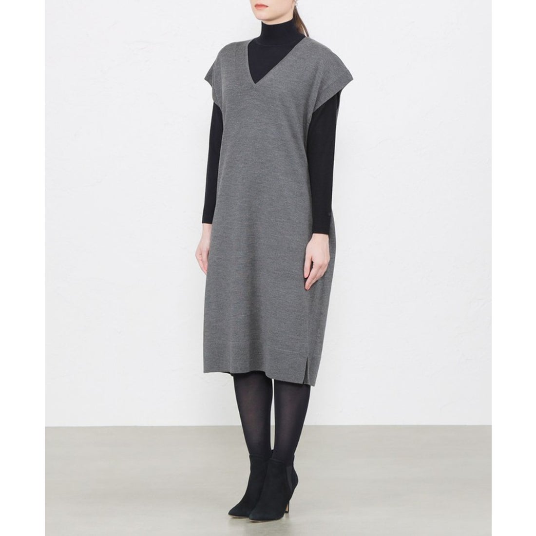 アマカ AMACA コンパクトウールニットワンピース （ベージュ