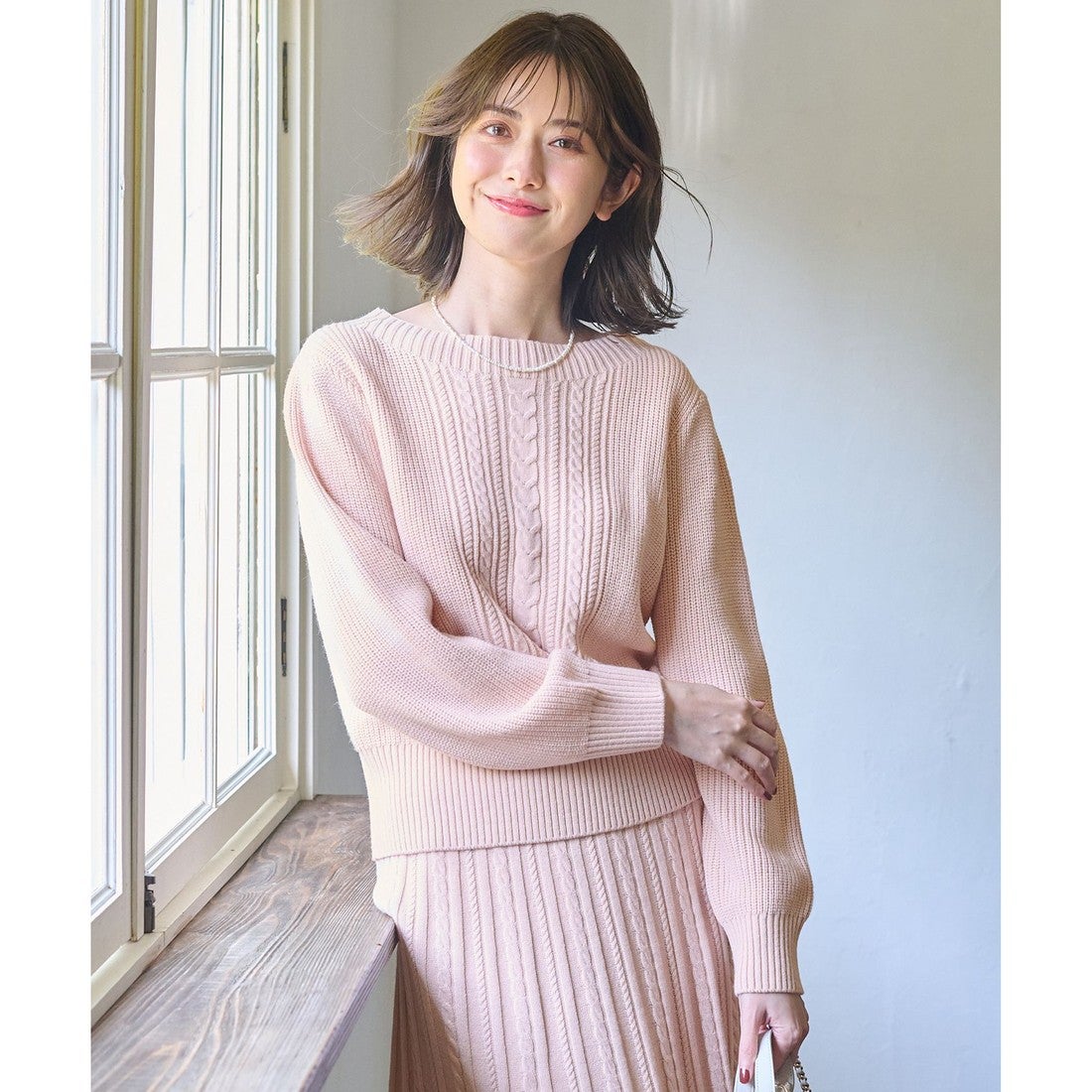 水色 ピンク ミックスニット ヴィンテージニット アランニット B17 60