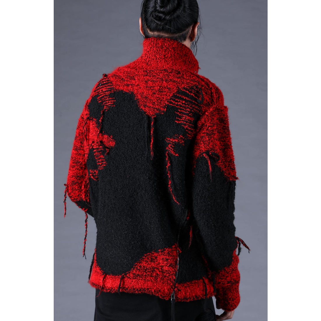 ディーハイゲン D.HYGEN Damage Intarsia Knit Pullover （Red_Black