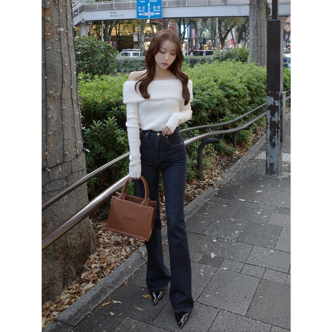 ダーリッチ Darich ロゴショルダーレザーミニトートバッグ （ブラウン