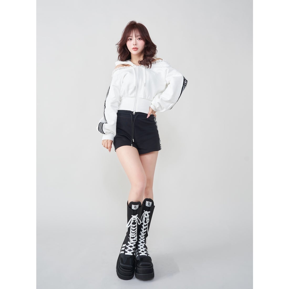 ダーリッチ Darich レースアップスニーカーロングブーツ （ブラック