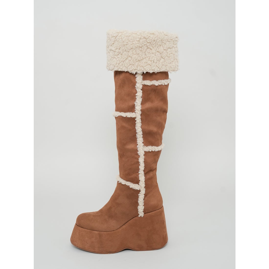 ダーリッチ Darich フェイクムートンニーハイブーツ （キャメル