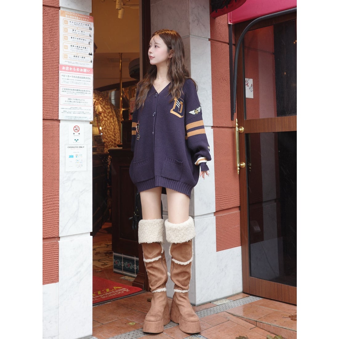 ダーリッチ Darich フェイクムートンニーハイブーツ （アイボリー