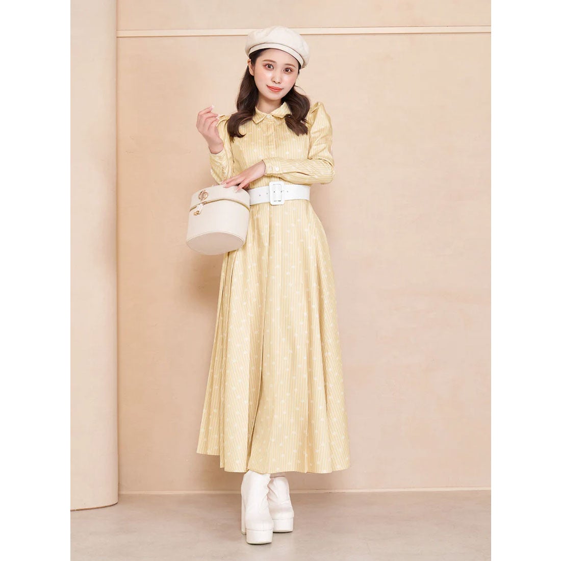 ダーリッチ Darich 23SSストレッチレザーロングブーツ （アイボリー