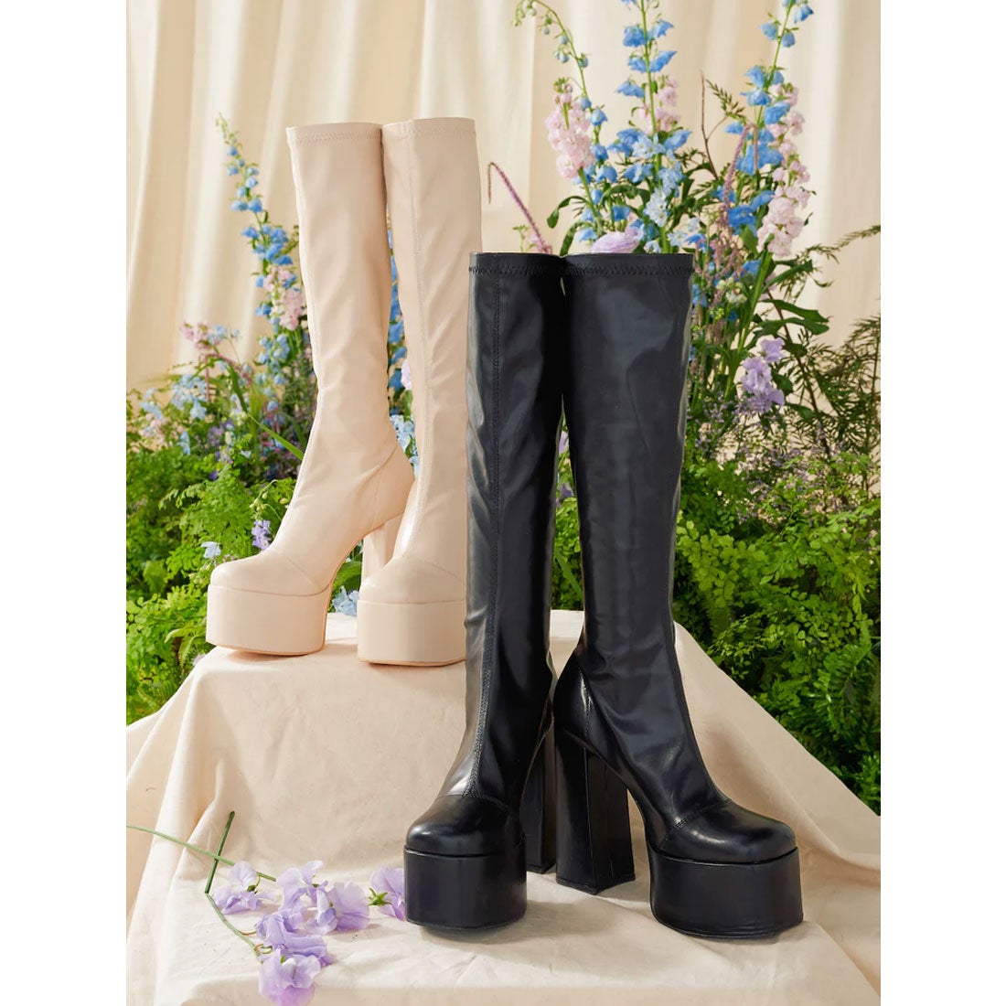 ダーリッチ Darich 23SSストレッチレザーロングブーツ （アイボリー