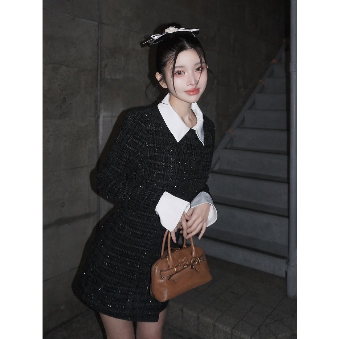 ダーリッチ Darich クラシカルボウタイツイードミニワンピース