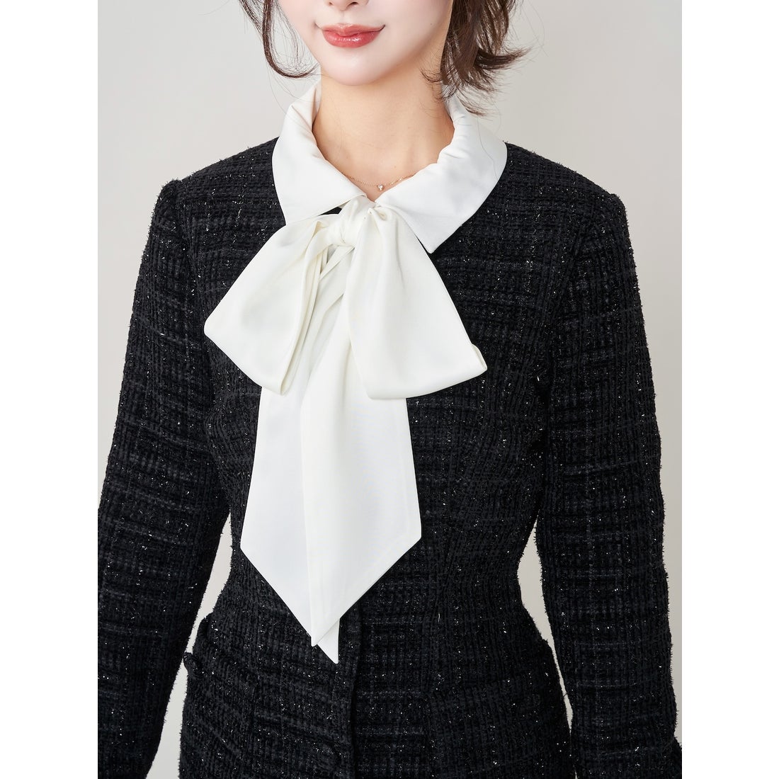 ダーリッチ Darich クラシカルボウタイツイードミニワンピース