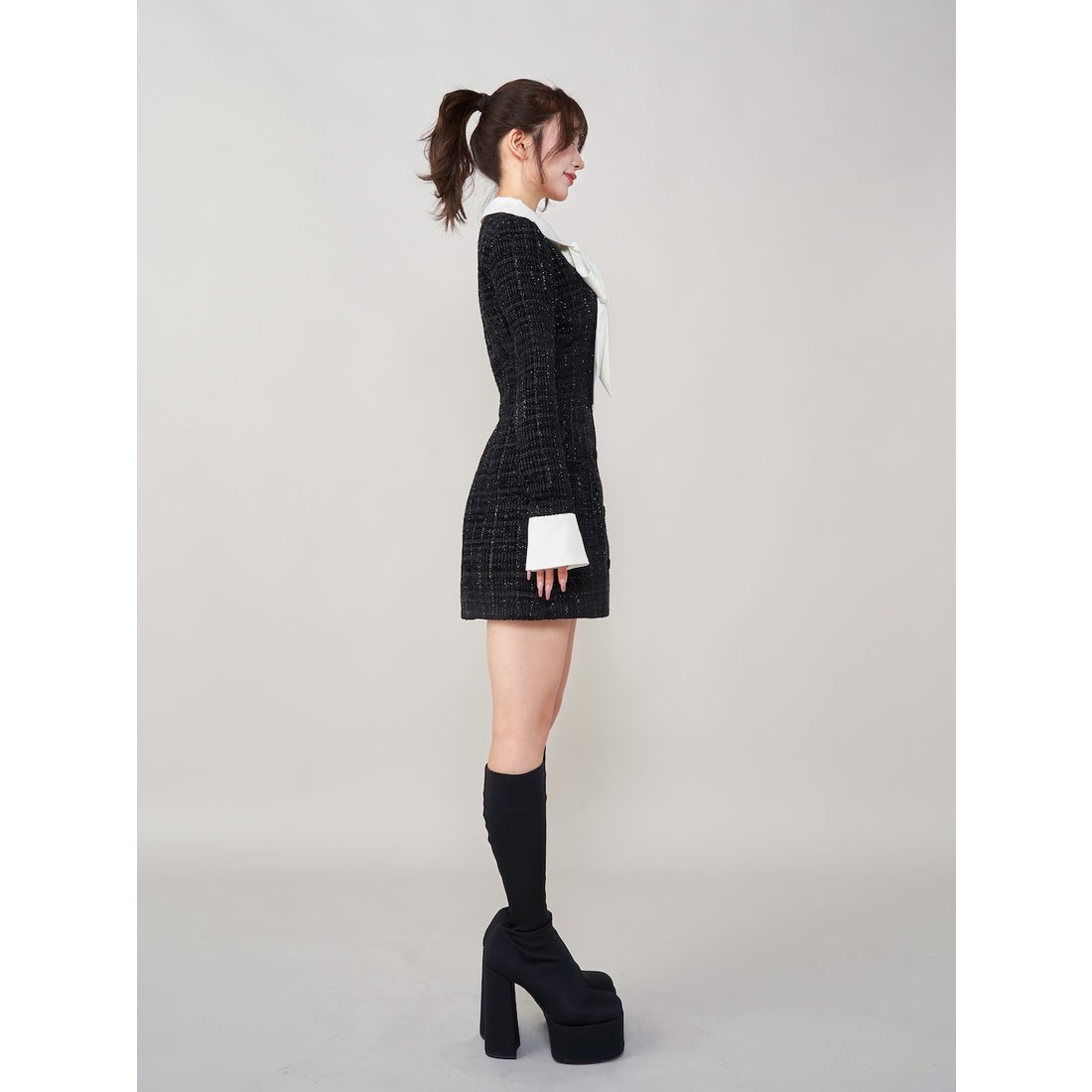 ダーリッチ Darich クラシカルボウタイツイードミニワンピース