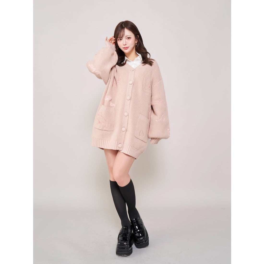 ダーリッチ Darich Dベアエンブロイダリーニットカーディガン （ピンク