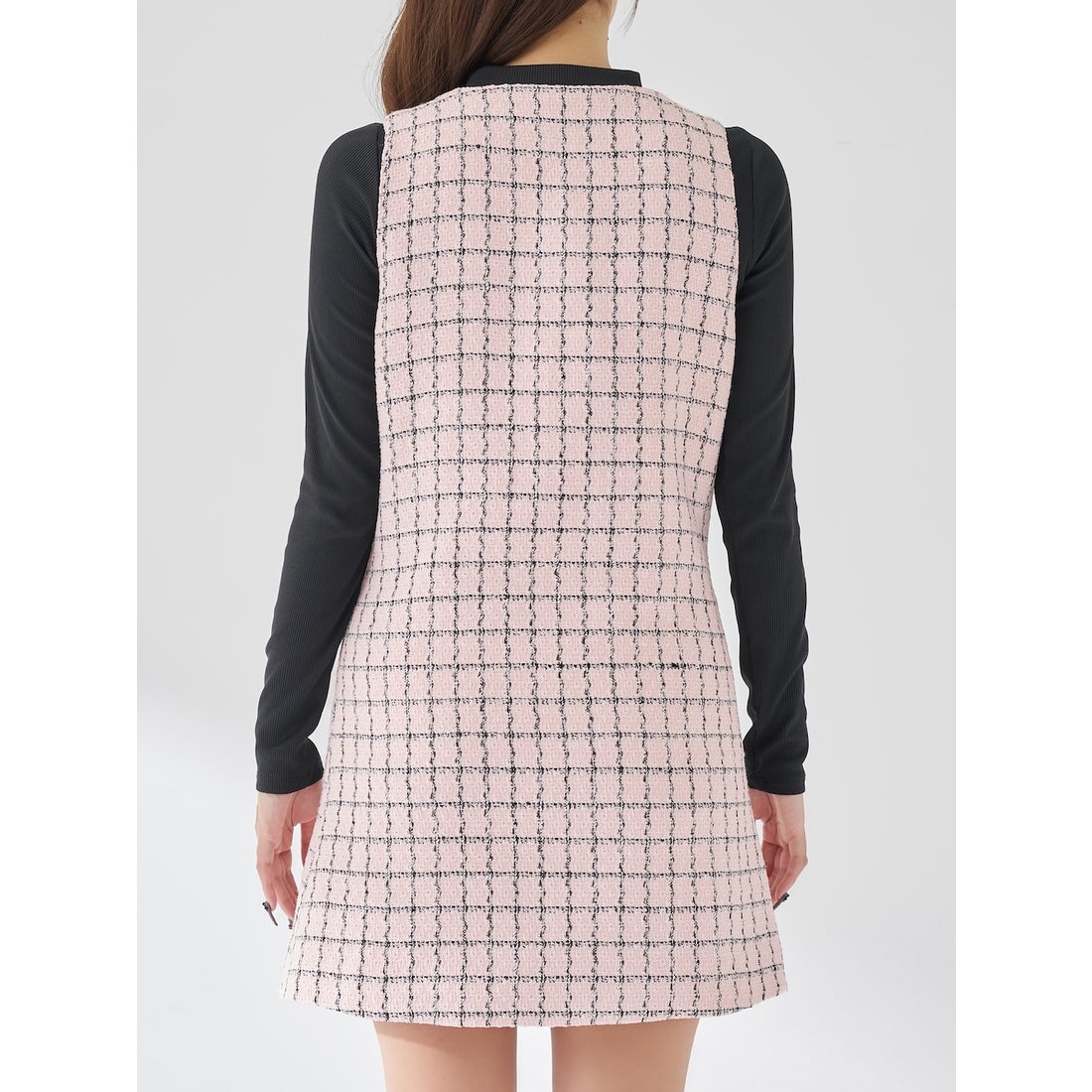 ダーリッチ Darich フロントファスナーツイードミニワンピース
