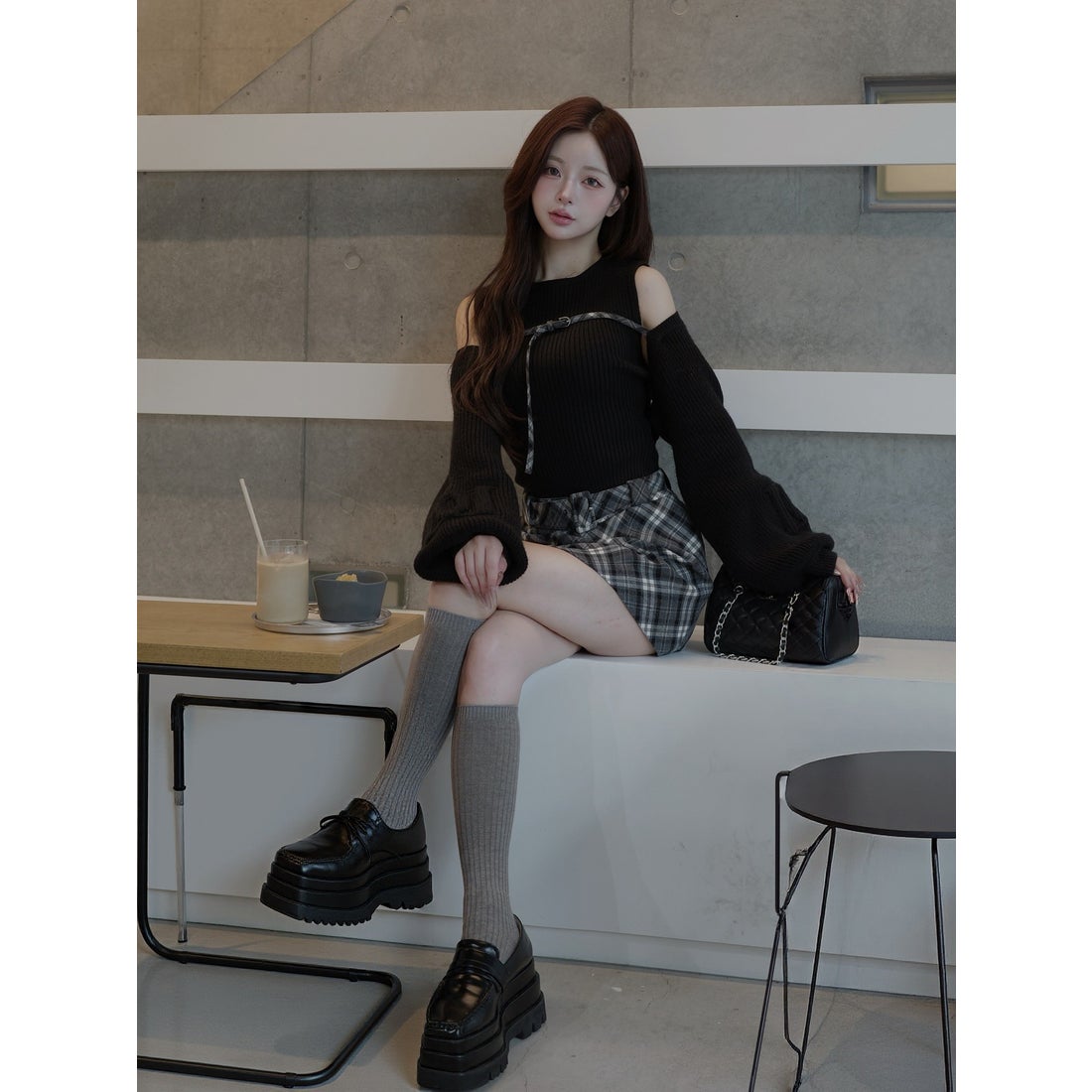 ダーリッチ Darich ドッキングミドルウエストニットミニワンピース