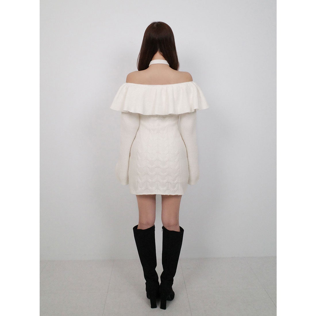 ダーリッチ Darich ホルターデザインオフショルニットミニワンピース