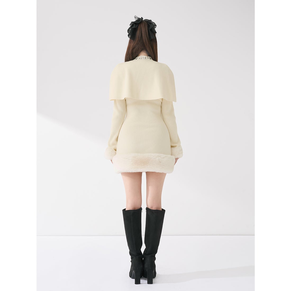 ダーリッチ Darich ビジューケープニットミニワンピース （グレー