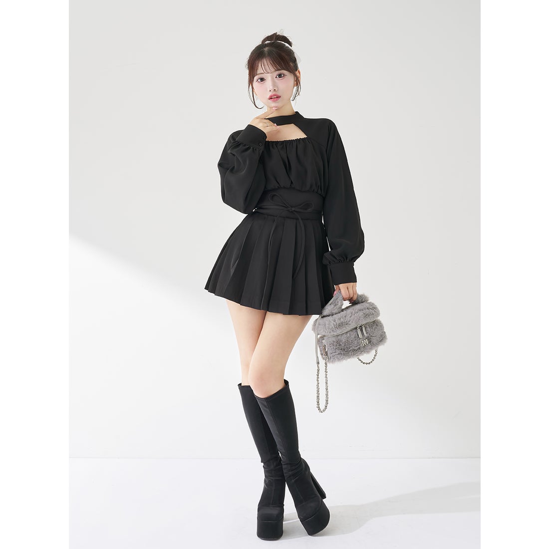 ダーリッチ Darich ドッキングコルセットプリーツミニワンピース