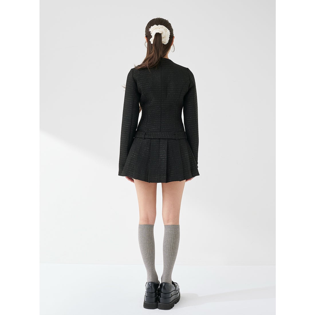 ダーリッチ Darich ボックスプリーツツイードミニワンピース （ピンク