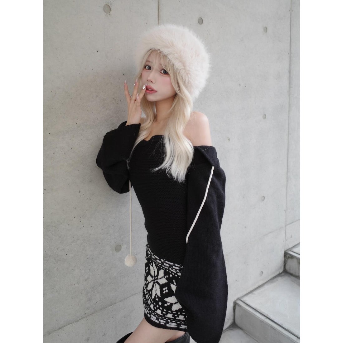 ダーリッチ Darich ノルディックパネルニットミニワンピース