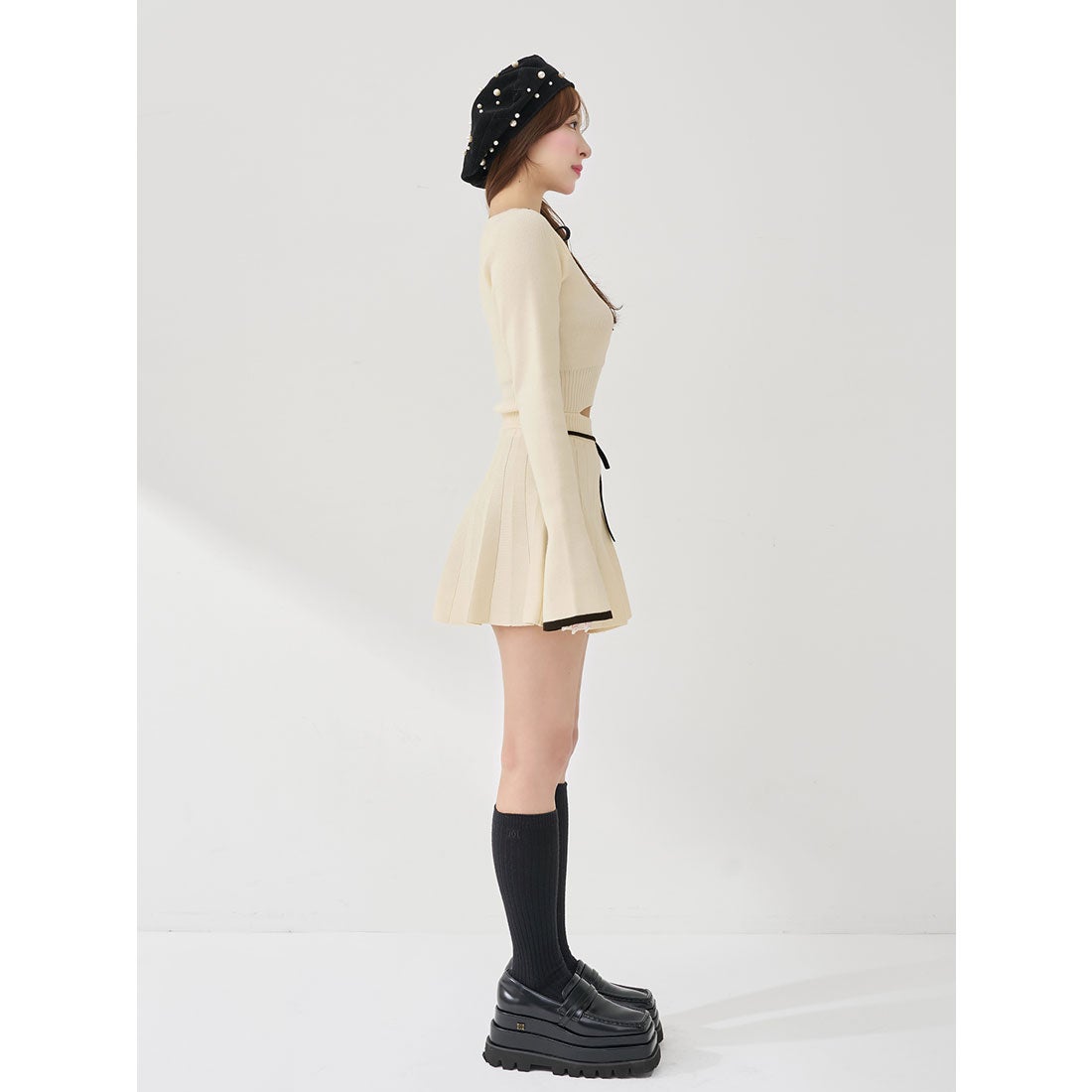 ダーリッチ Darich ウエストオープンリボンデザインニットミニ