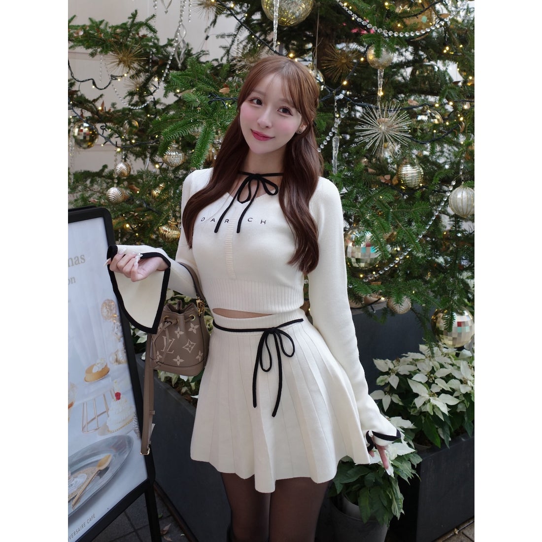 ダーリッチ Darich ウエストオープンリボンデザインニットミニ