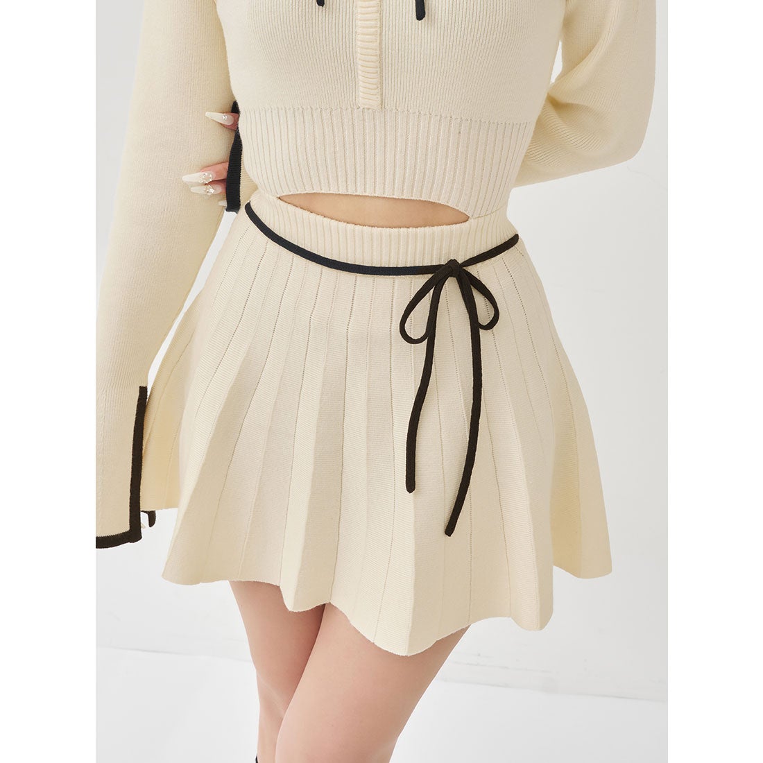 ダーリッチ Darich ウエストオープンリボンデザインニットミニ