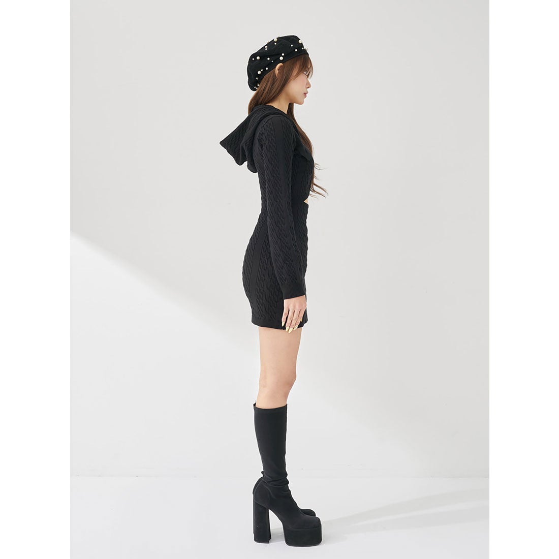 ダーリッチ Darich オープンケーブルニットミニワンピース （ベージュ