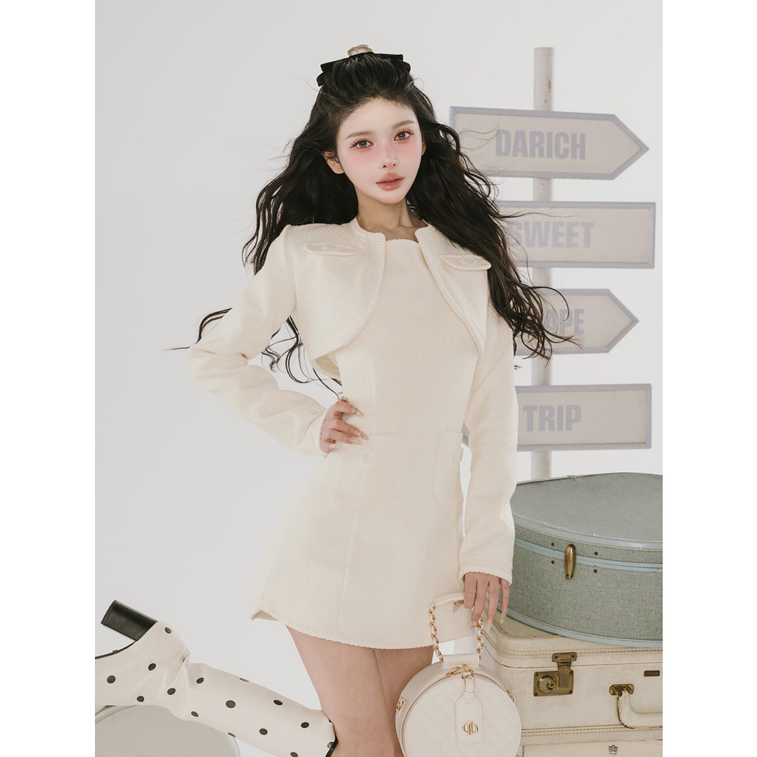 ダーリッチ Darich ツイードアンサンブルノースリミニワンピース