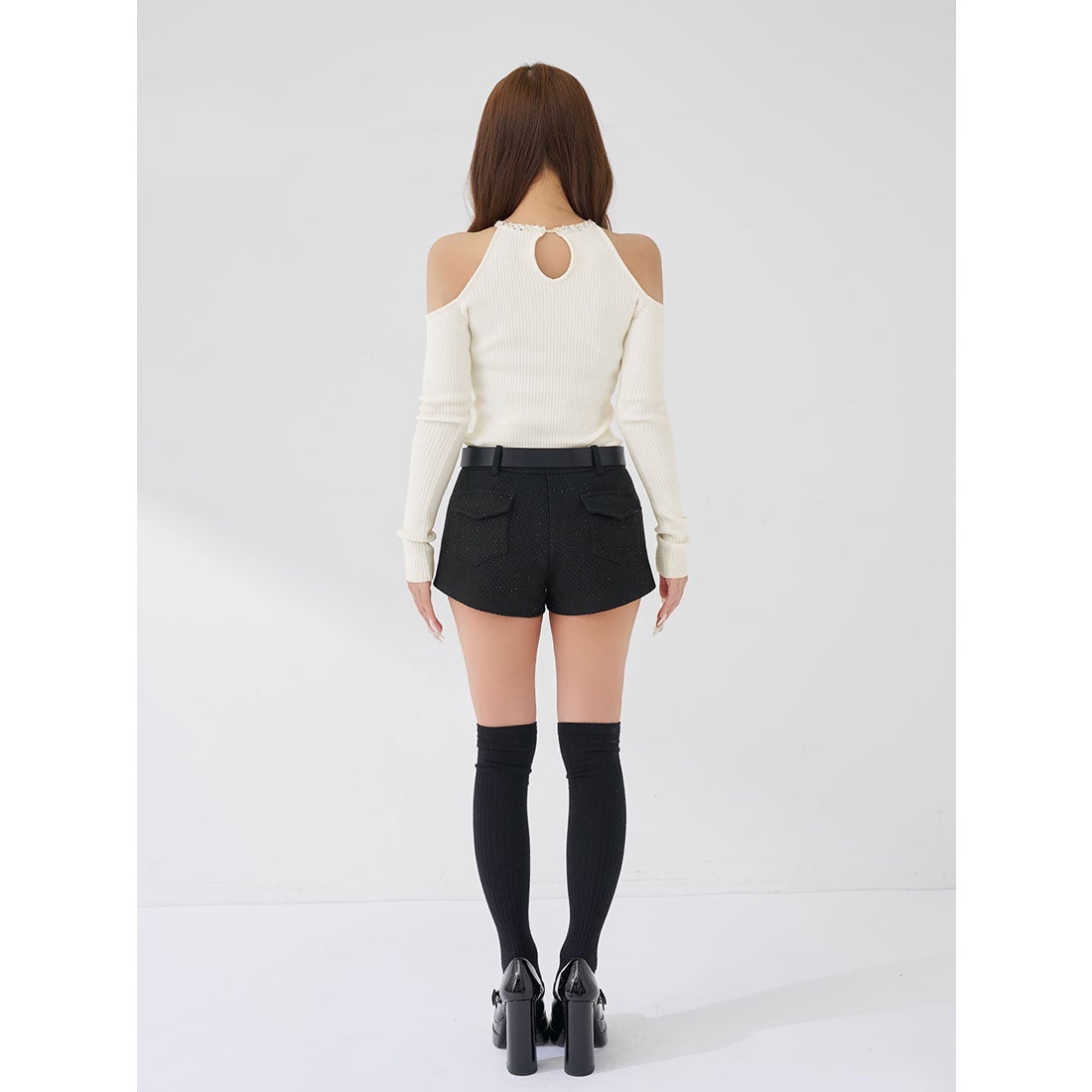 ダーリッチ Darich リボンビジューアメスリニットトップス （ピンク