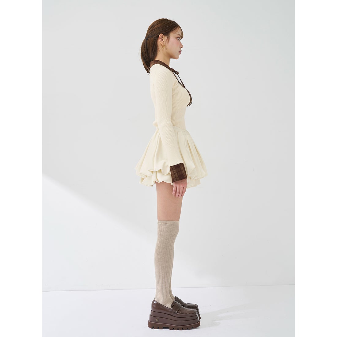 ダーリッチ Darich ビジューフレアバルーンミニドレス （ホワイト