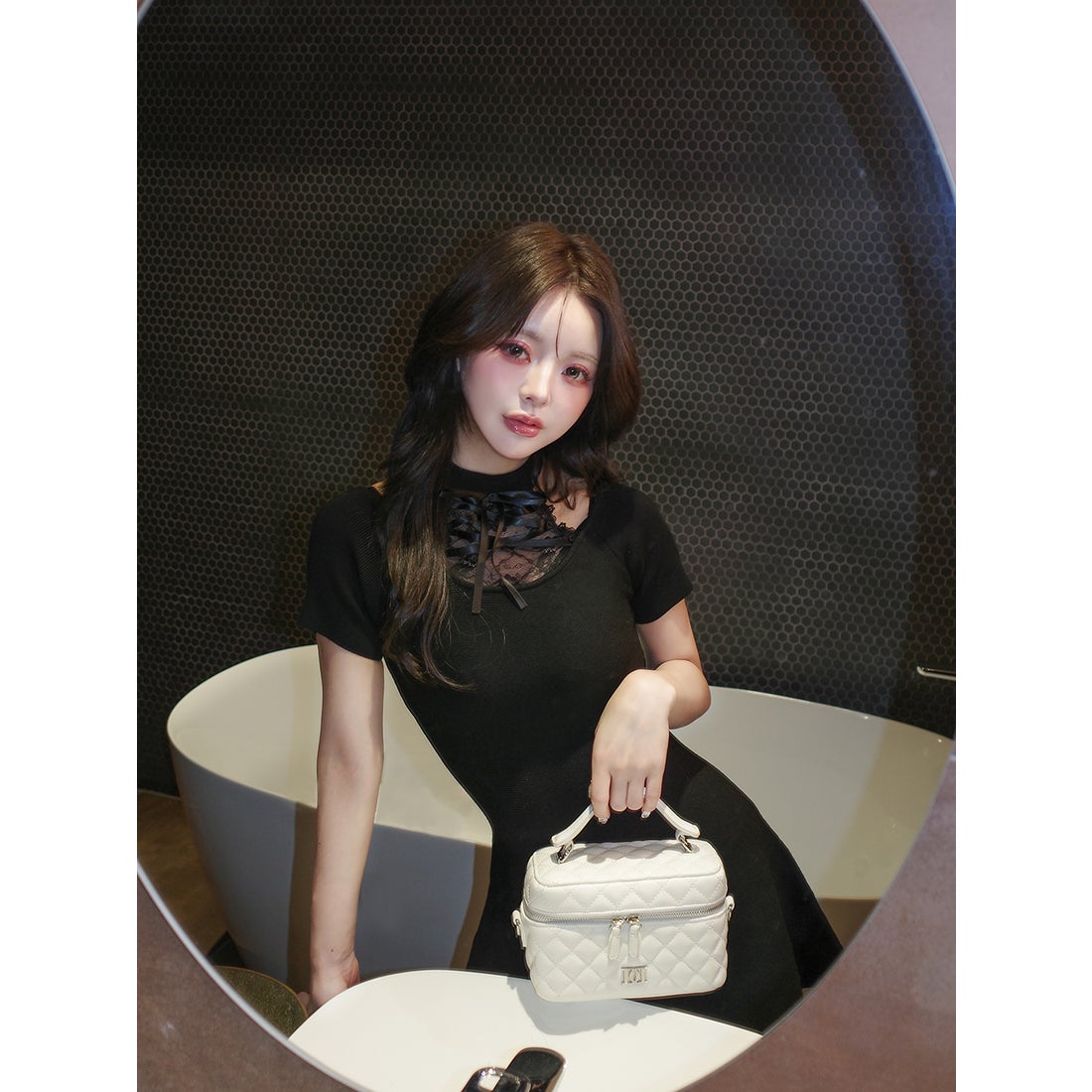 ダーリッチ Darich アメスリレースフレアニットミニワンピース