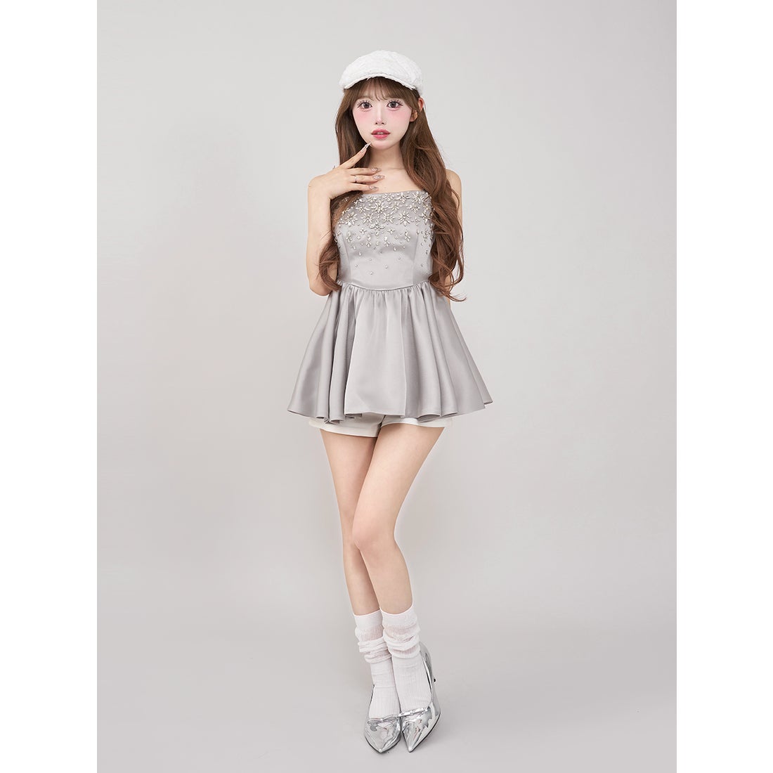 ダーリッチ Darich ジュエリーフレアチュニック （グレー