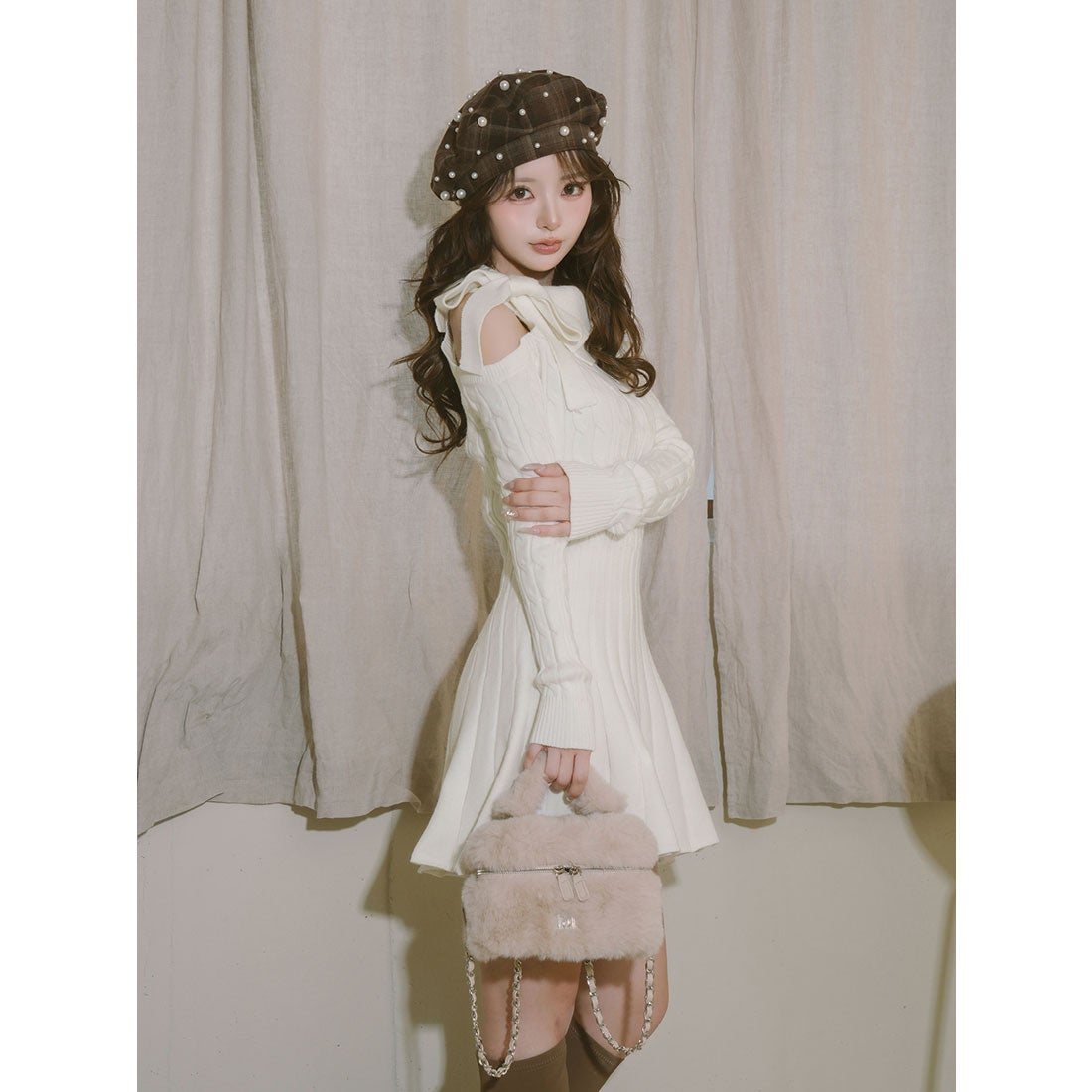 ダーリッチ Darich アメスリフレアニットミニワンピース （ブラウン