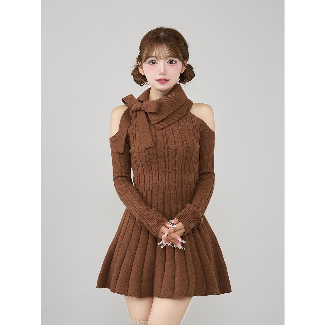 ダーリッチ Darich アメスリフレアニットミニワンピース （ブラウン