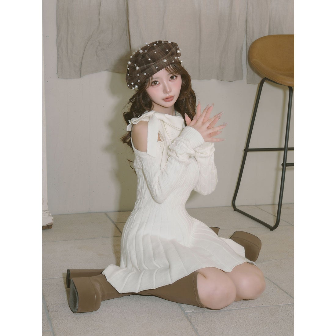 ダーリッチ Darich アメスリフレアニットミニワンピース （ブラック