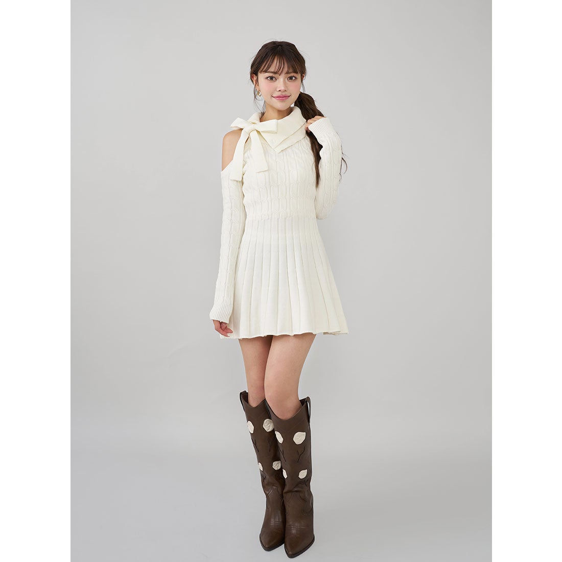 ダーリッチ Darich アメスリフレアニットミニワンピース （アイボリー