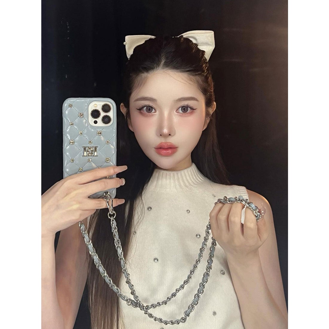 ダーリッチ Darich キルティングビジューiPhoneケース （サックス