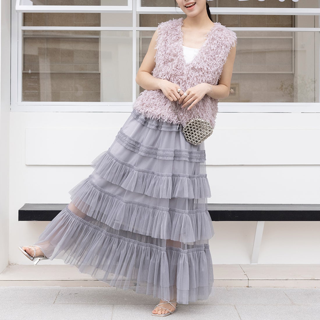 ドゥー ベル Doux Belle ティアードスカート ガーリー フレアスカート