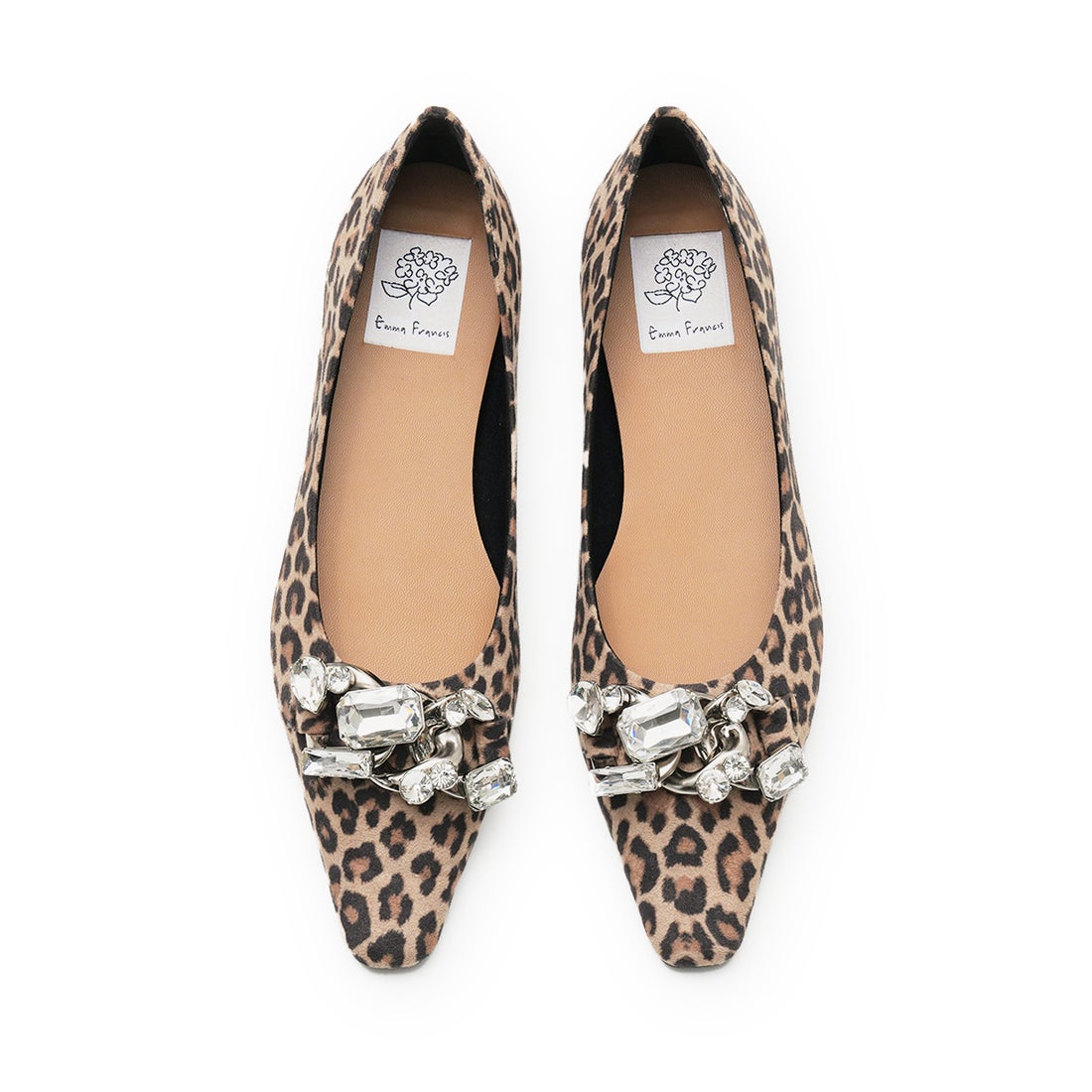 ビッグビジュー チェーンパンプス （レオパード柄 スエード） -Emma