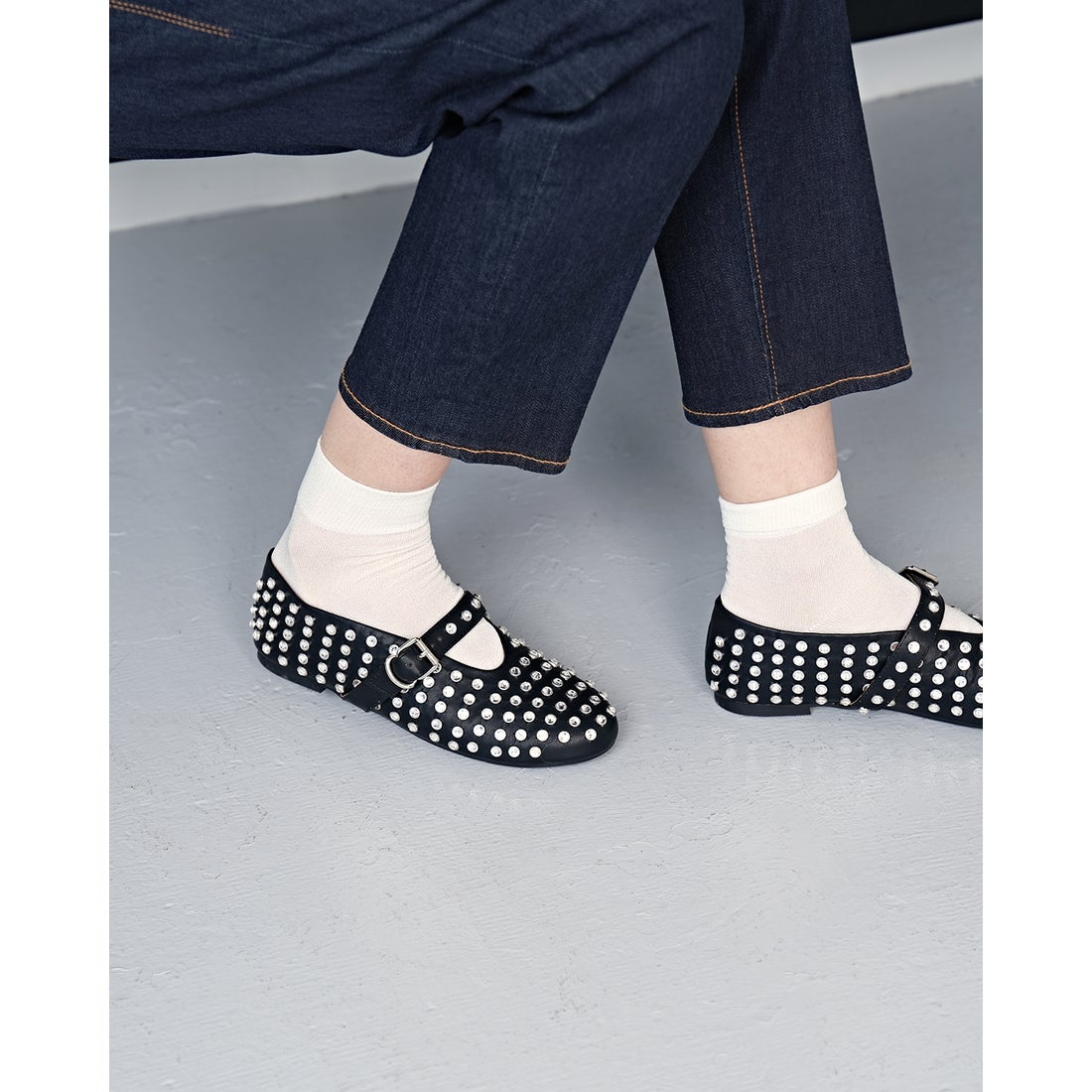 スタッズ メリージェーン （ブラック スムース） -Emma Francis / エマ