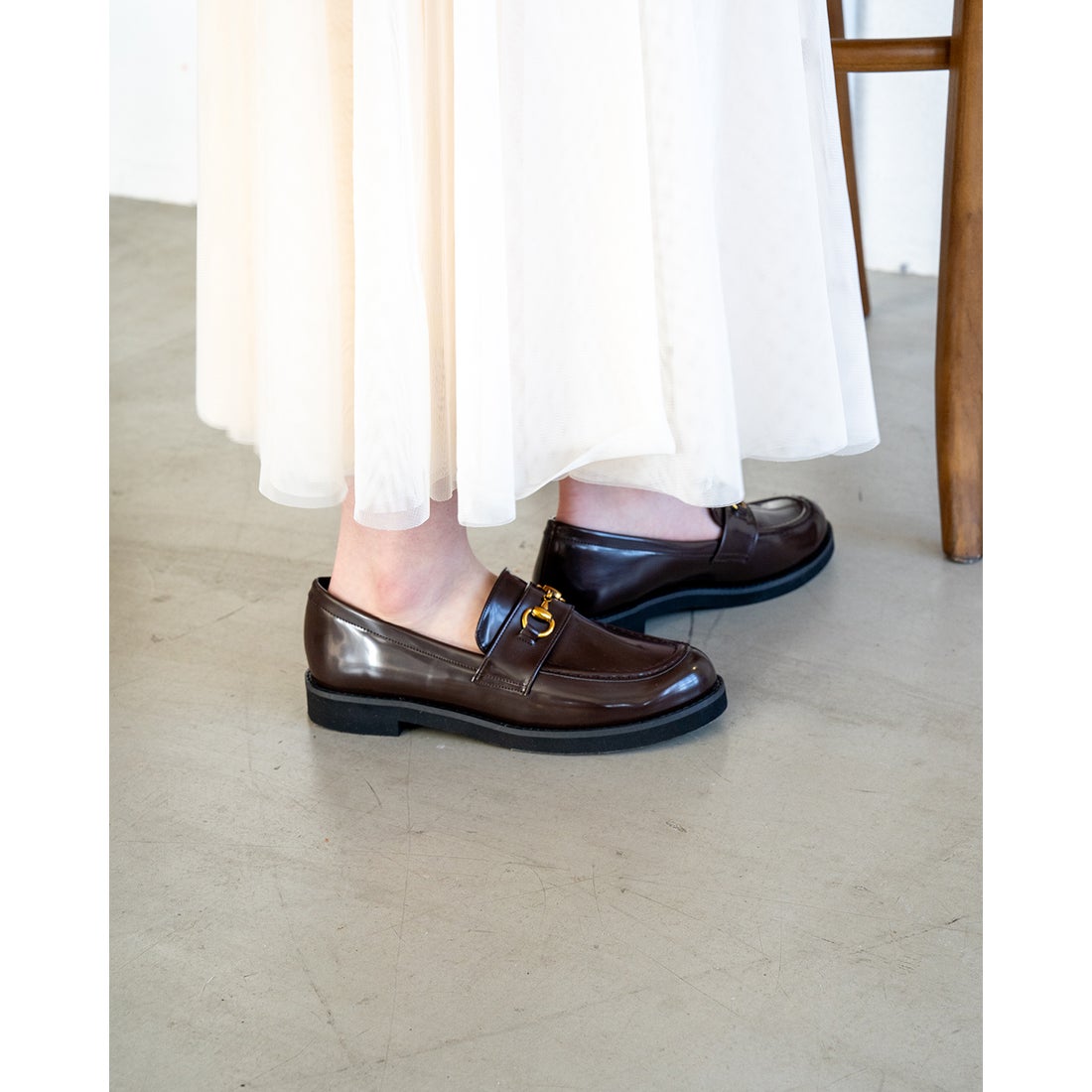 軽量ソール】ビット ローファー （ブラウン エナメル） -Emma Francis