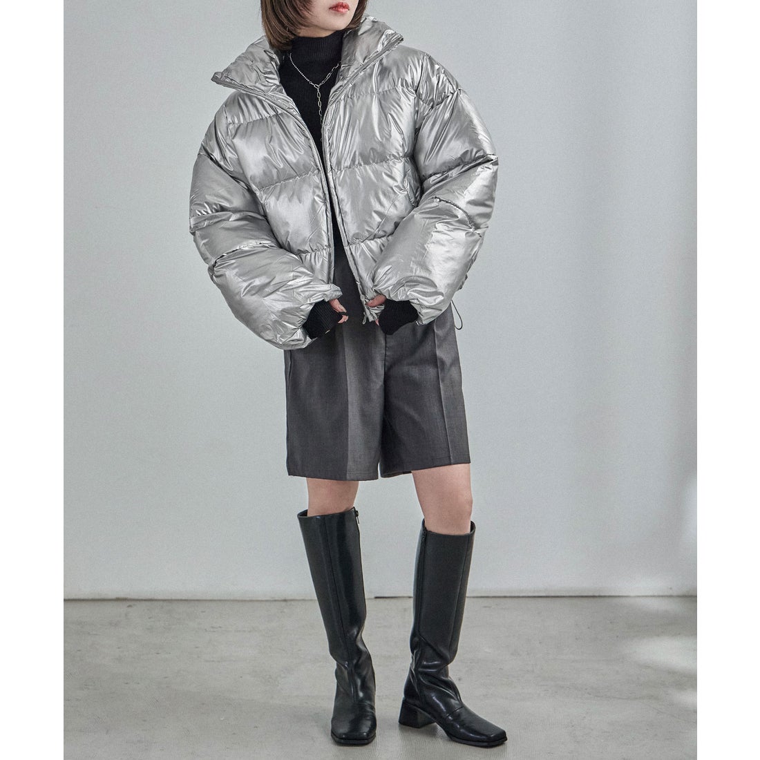 ファッションレター Fashion Letter メタリックタフタ 中綿ダウン