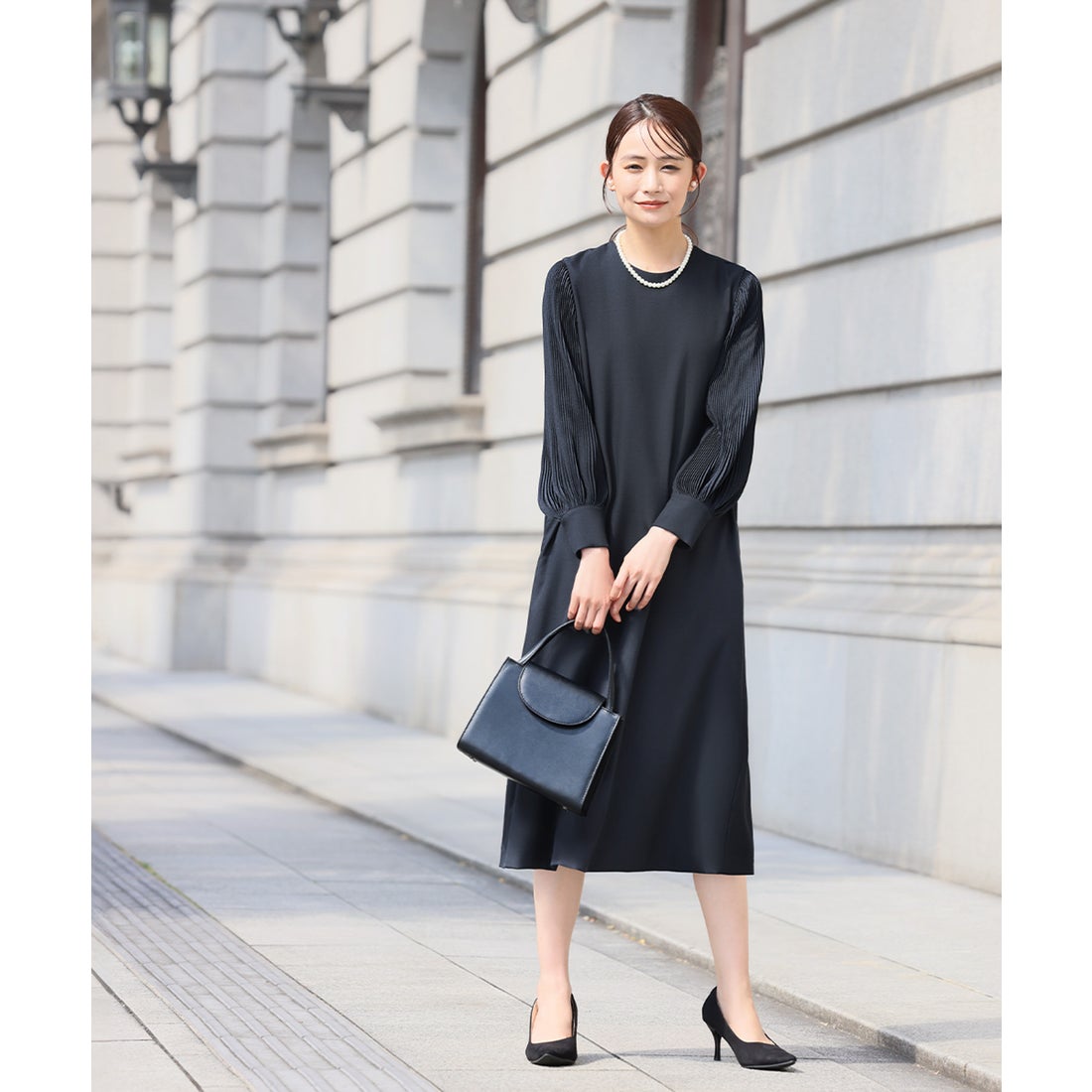 極美品✨フォクシー ハーフスリーブドレス 七分袖 Aラインワンピース