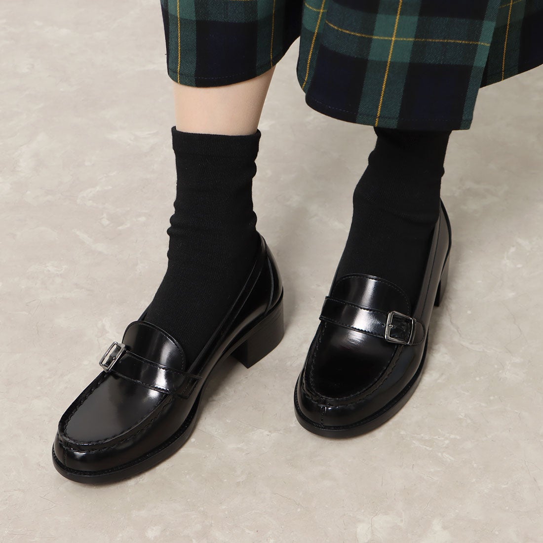 ハルタ HARUTA レディス合皮リングストラップヒールアップ(4.5cm