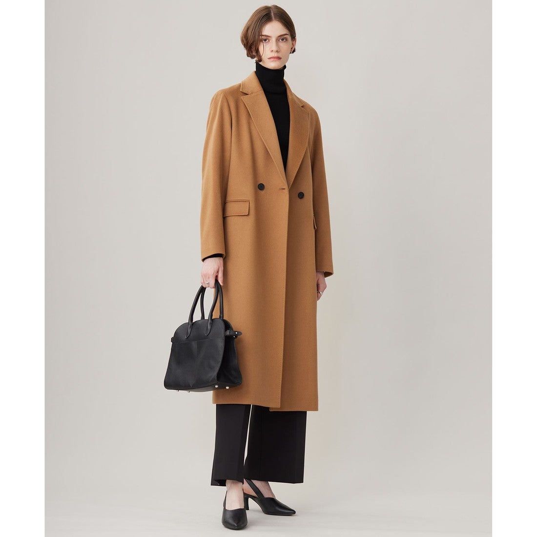 ICB L ピュアカシミヤ チェスターコート （キャメル系） -靴