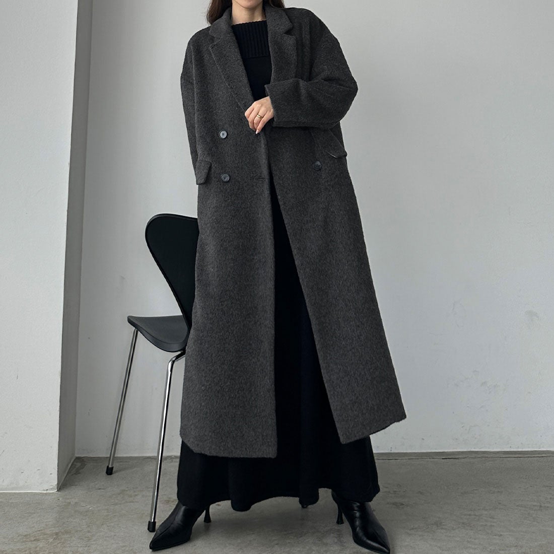 ルエレ Louere Louere ダブルロングシャギーチェスターコート