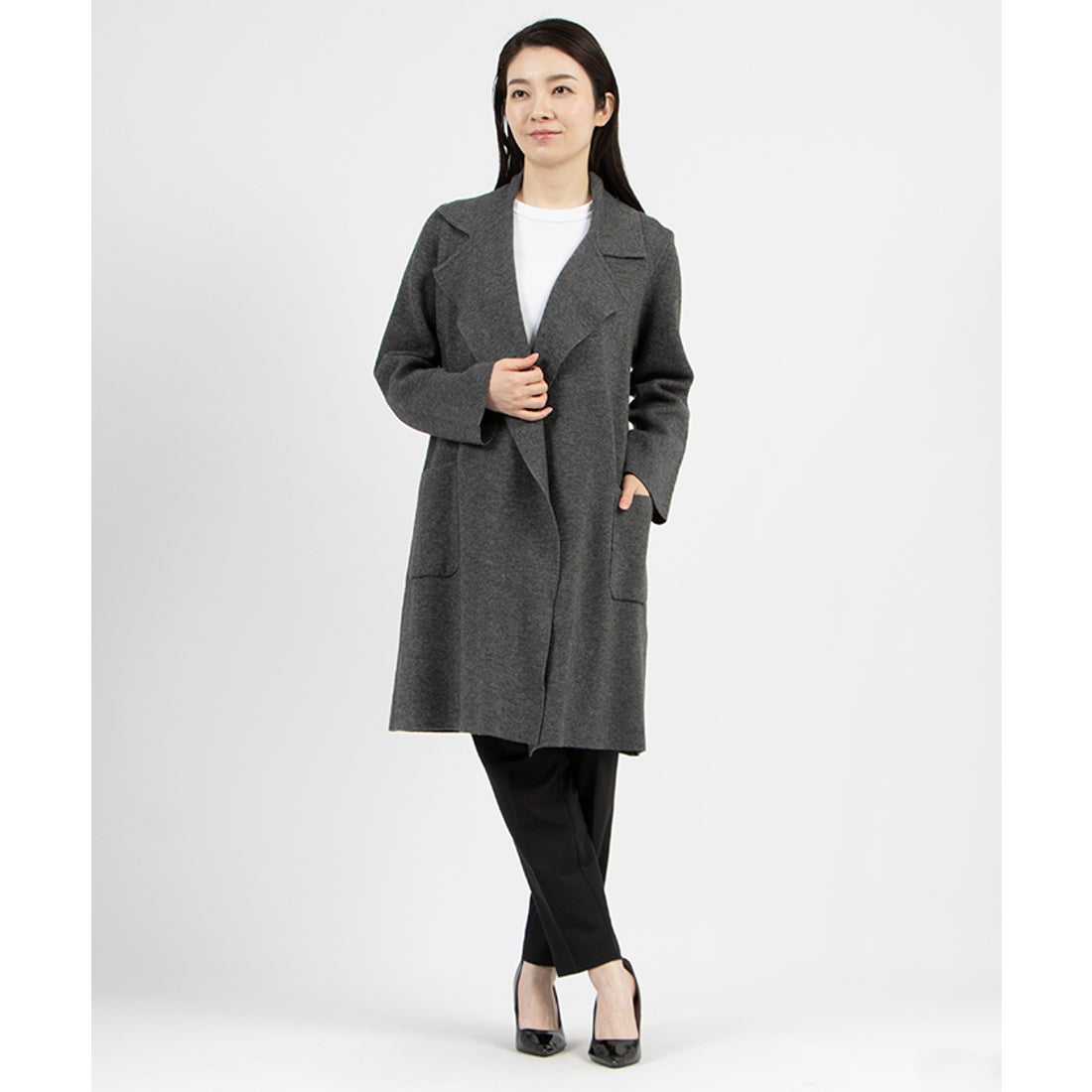 マダム ジョコンダ MADAM JOCONDE リバーシブル編み 紡毛ニットコート