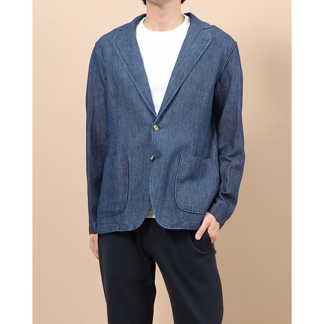 ラルディーニ LARDINI コットンリネン3Bジャケット（INDIGO