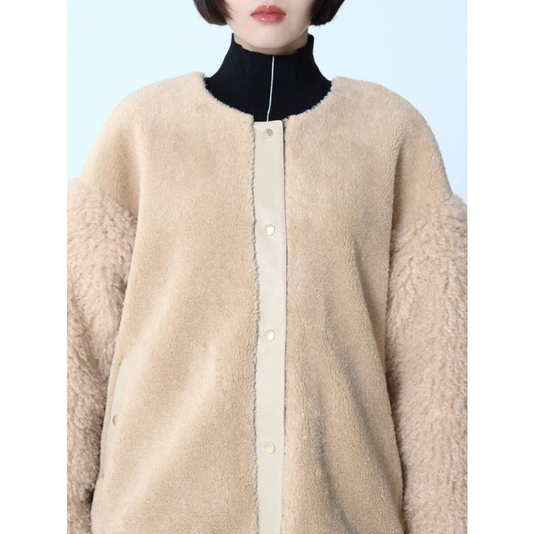 ラシュッド LASUD スリットロゴボアブルゾン （ベージュ