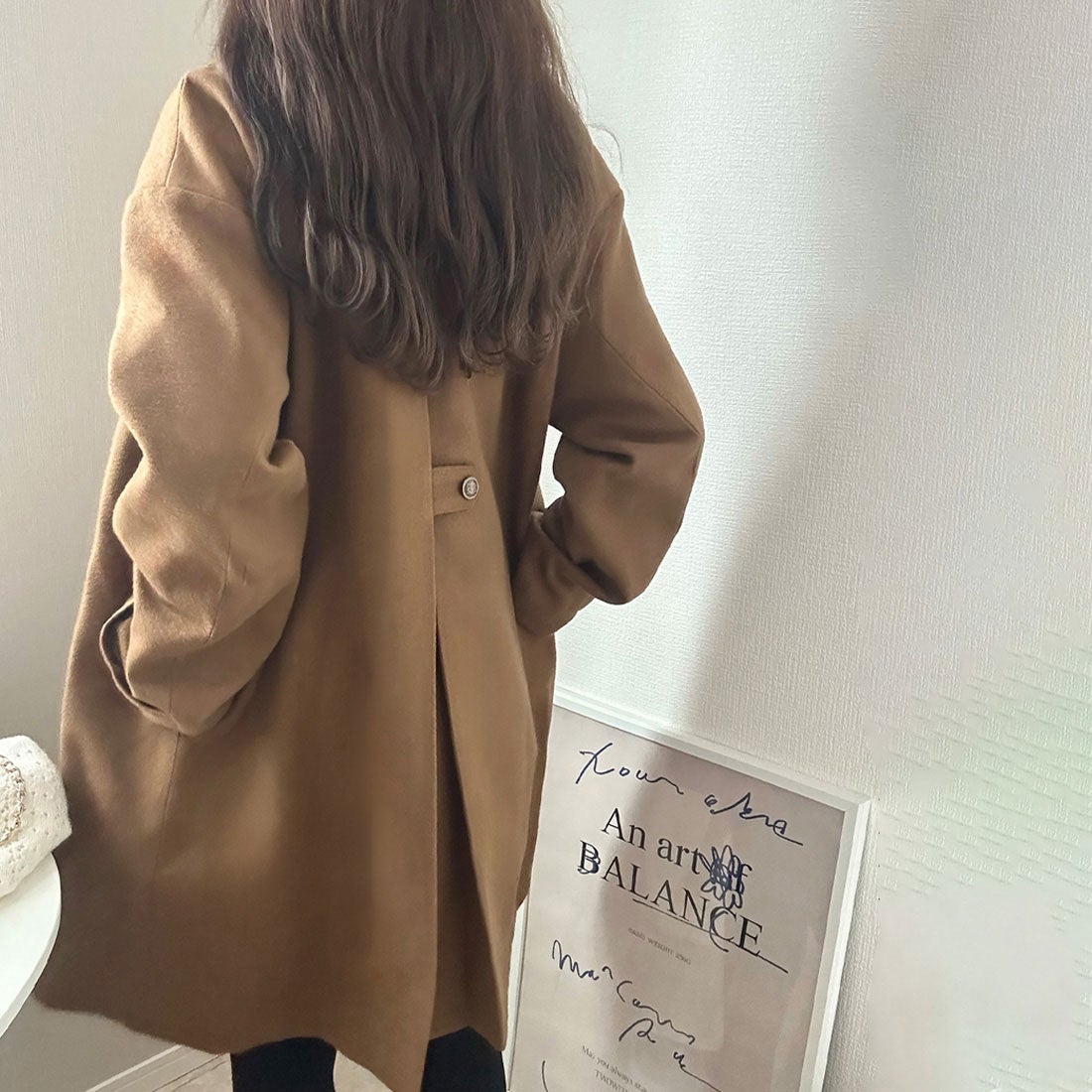 ラウアー LAUIR Aラインミドル丈コート （ブラウン） - ファッション